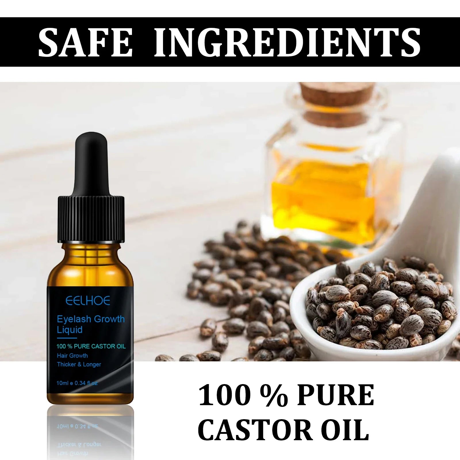 100% Pure Organic Castor Oil - Natural Eyelash & Eyebrow Growth Serum