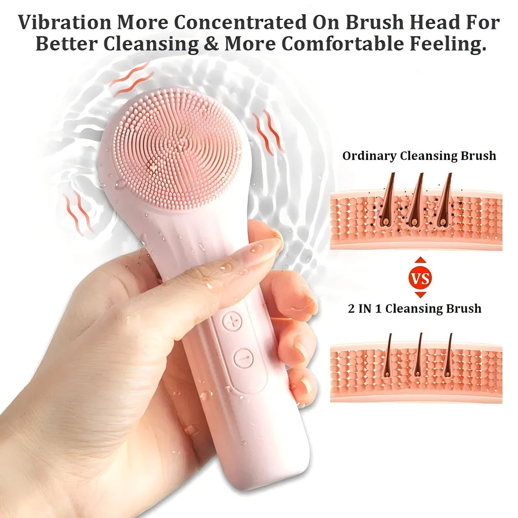 Sonic Facial Cleansing Brush - Waterproof Silicone Face Scrubber