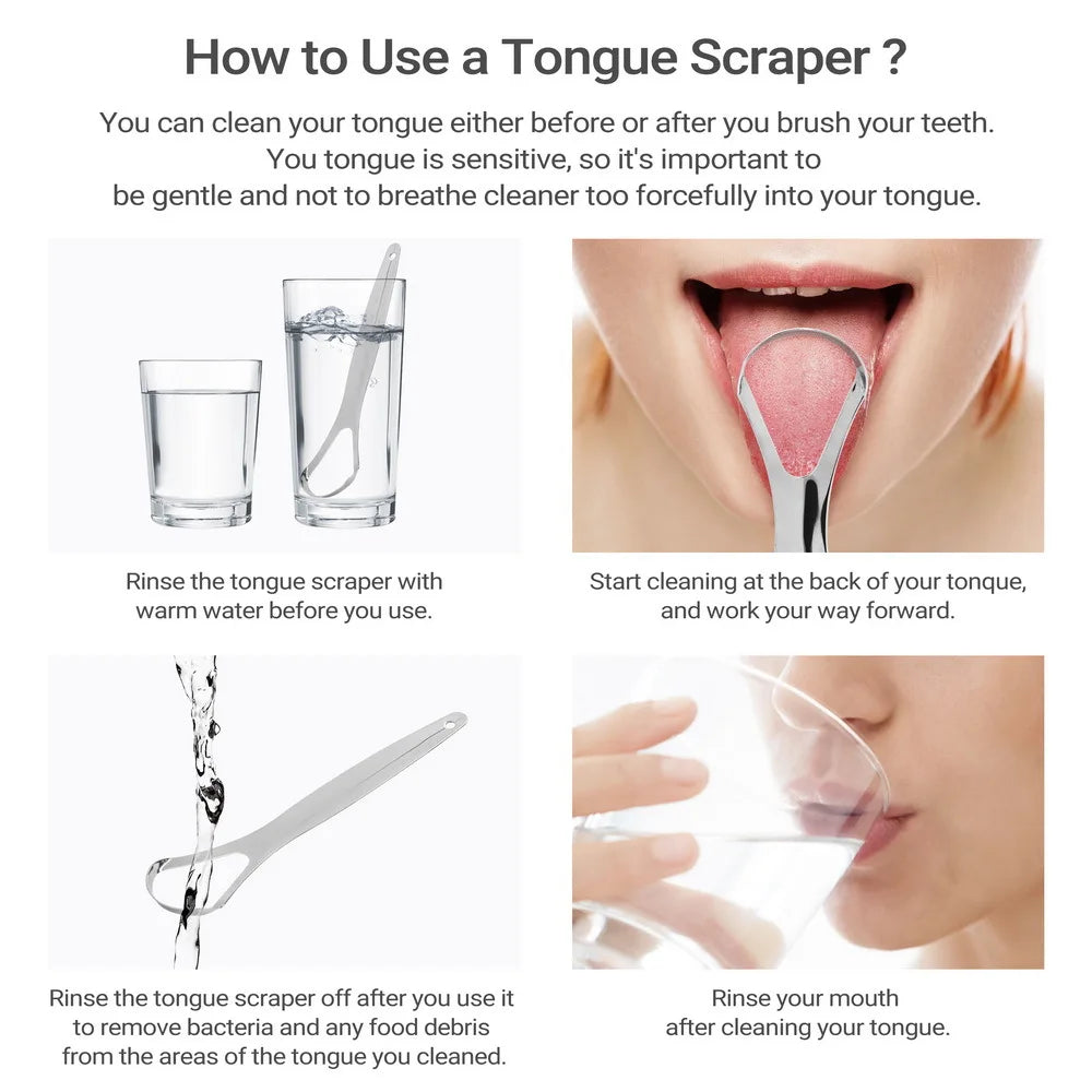 Medical-Grade Stainless Steel Tongue Scraper - Fresh Breath Bad Odor Fix