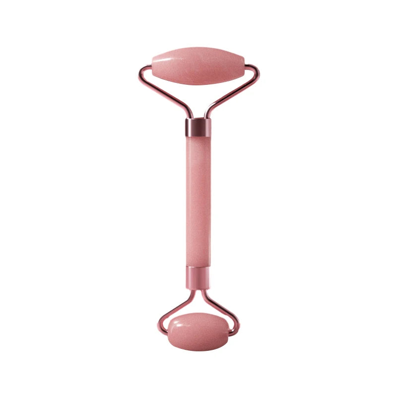 Natural Rose Quartz Facial Roller & Gua Sha - Face Slimming & Lymphatic Drainage
