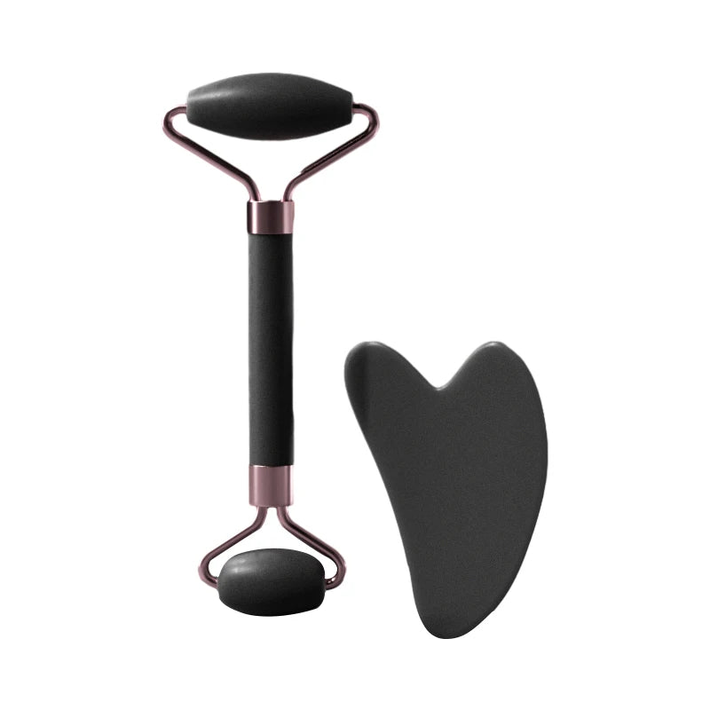 Natural Rose Quartz Facial Roller & Gua Sha - Face Slimming & Lymphatic Drainage