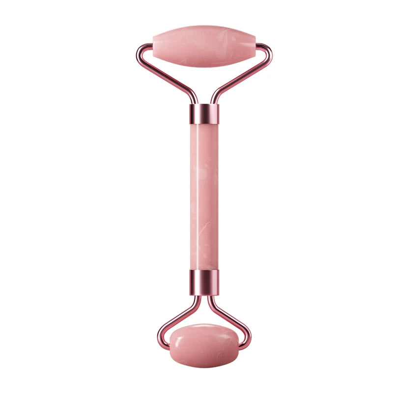 Natural Rose Quartz Facial Roller & Gua Sha - Face Slimming & Lymphatic Drainage