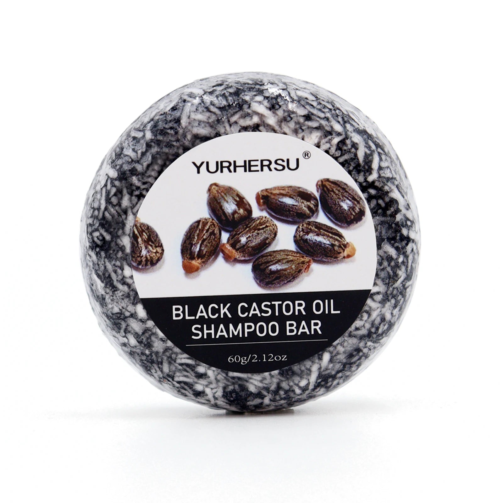 YURHERSU Black Castor Oil Shampoo Bar 2 Pack, 2-in-1 Shampoo and Conditioner Bar with Jojoba & Olive Oil, 2.12 oz Each