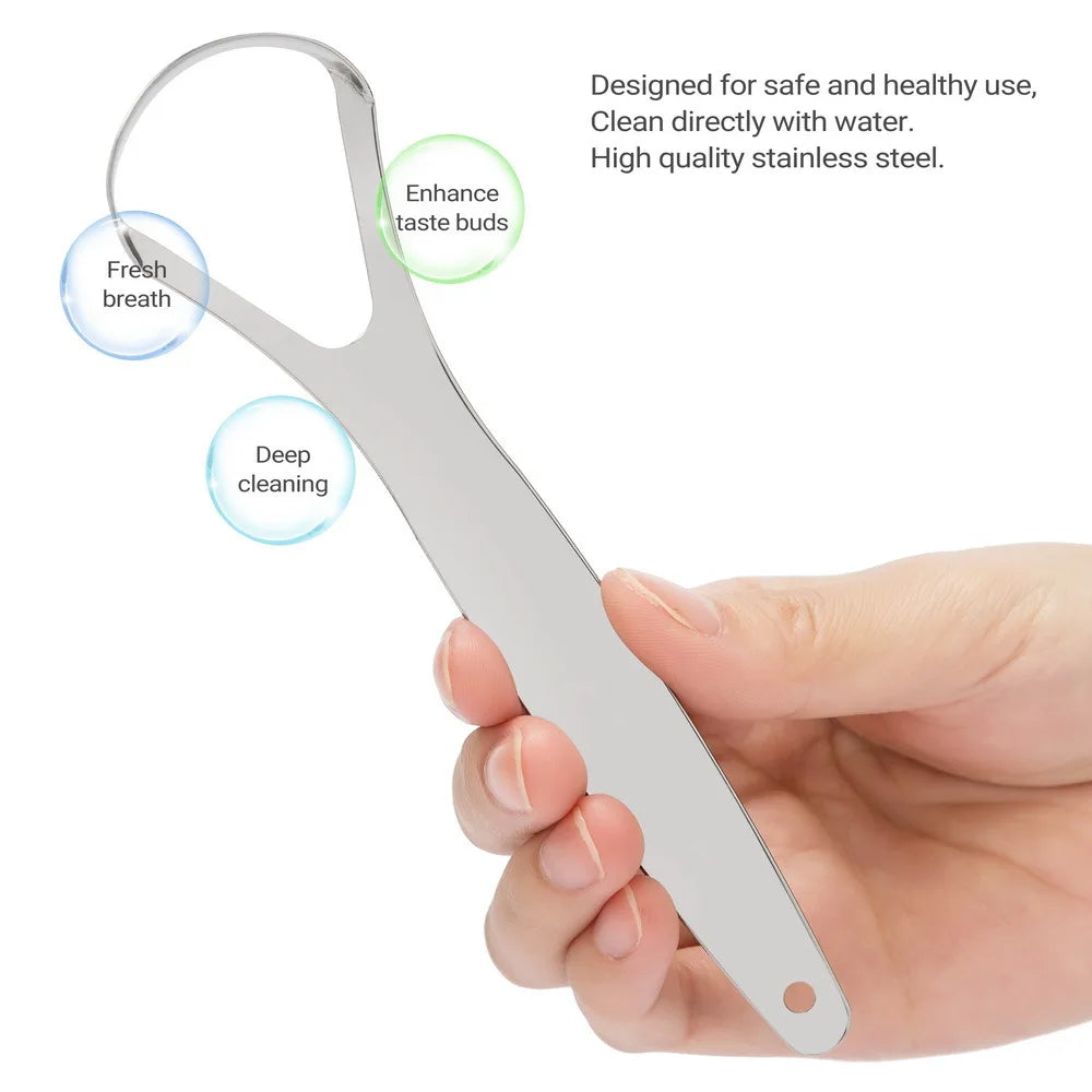 Medical-Grade Stainless Steel Tongue Scraper - Fresh Breath Bad Odor Fix