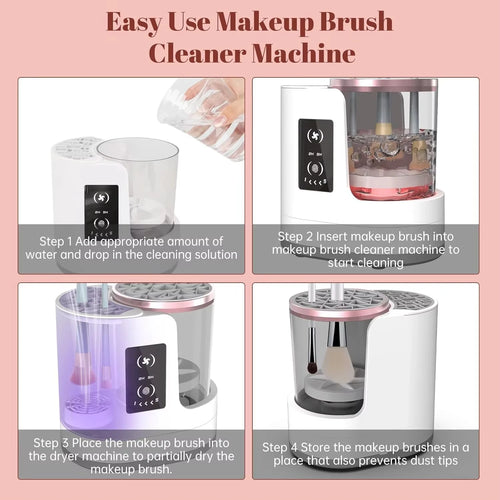 3 IN 1 Electric Makeup Brush Cleaner Machine With Makeup Brush Dryer Mulitfunctional Automatic Cosmetic Brushes Cleaner Tool