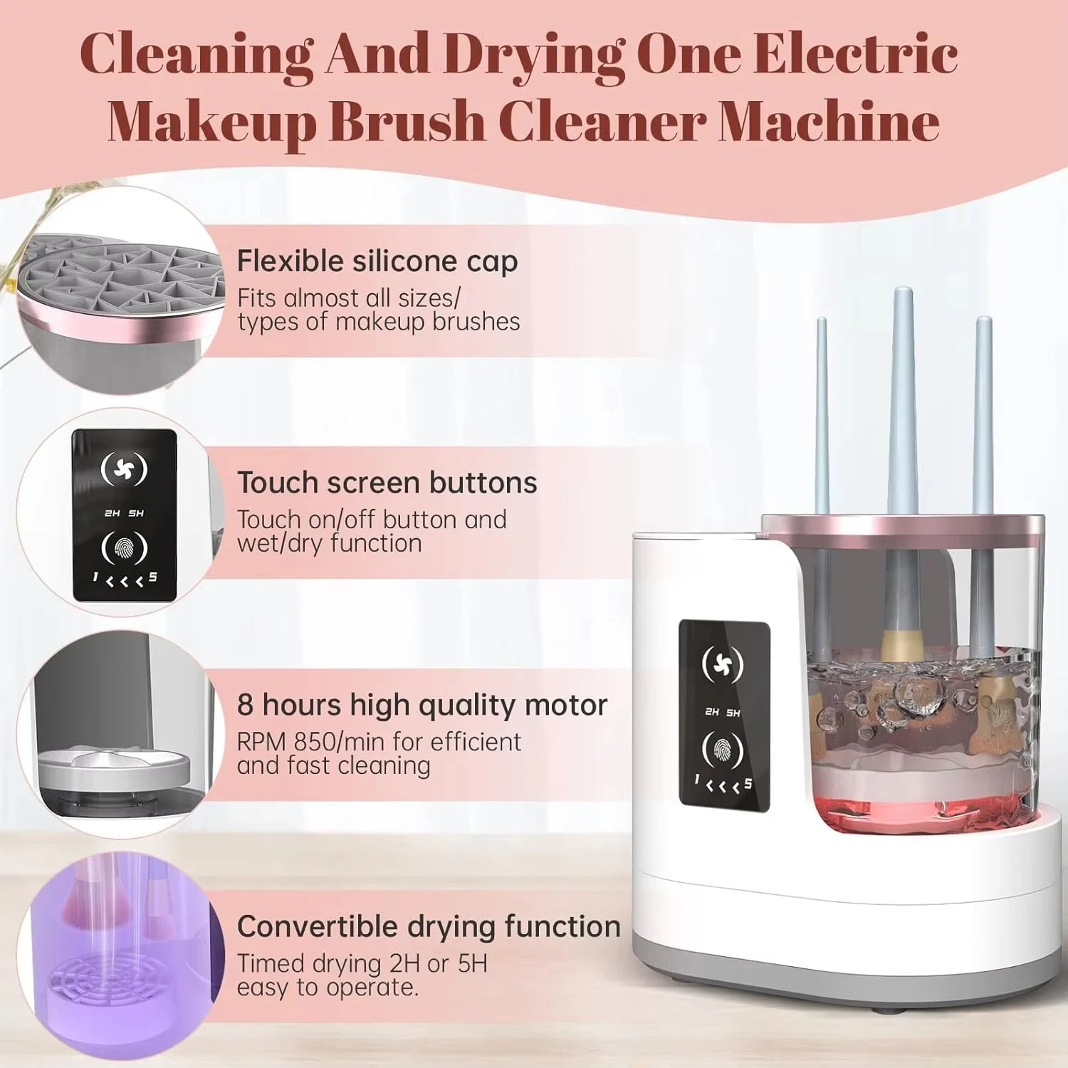 3 IN 1 Electric Makeup Brush Cleaner Machine With Makeup Brush Dryer Mulitfunctional Automatic Cosmetic Brushes Cleaner Tool