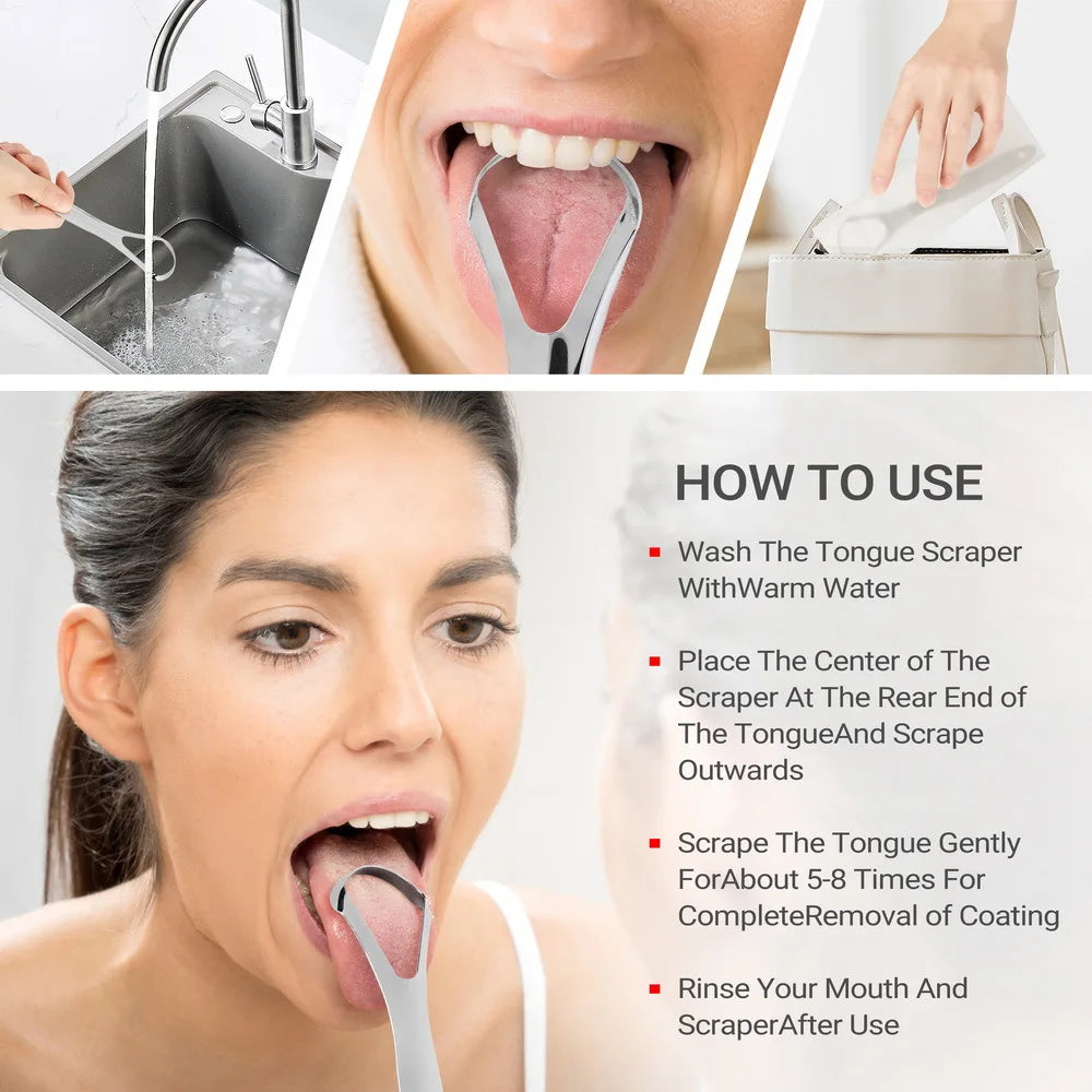 Medical-Grade Stainless Steel Tongue Scraper - Fresh Breath Bad Odor Fix